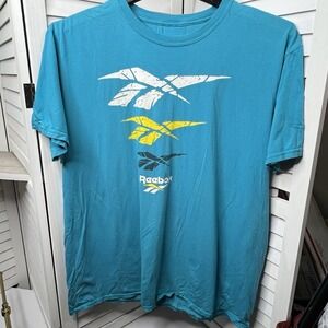 Reebok Bright Blue Graphic‎ Logo Tee XL Relaxed Fit Athletic T-Shirt Men's